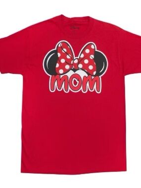 Disney Red 'Mom' Polka Dot Bow Graphic Tee